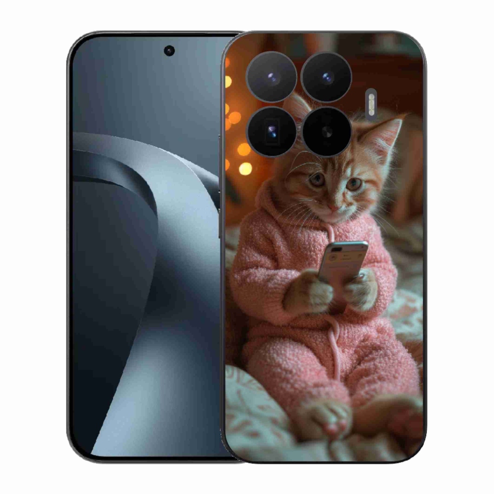 Gelový kryt mmCase na Xiaomi 17T - kotě s mobilem
