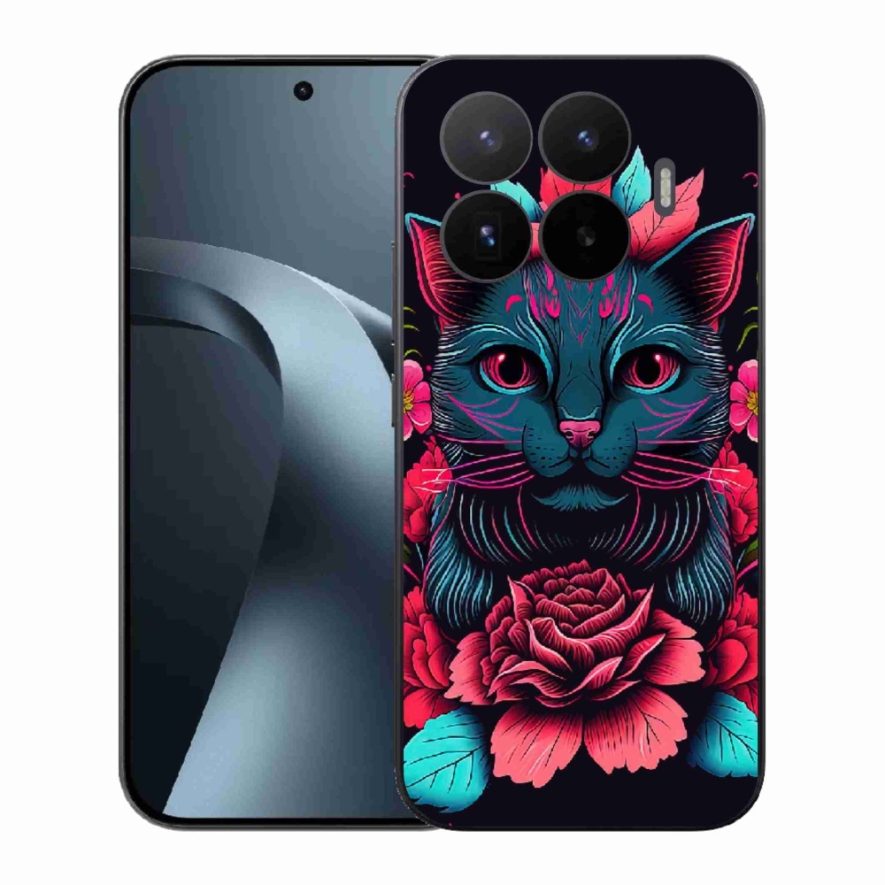 Gelový kryt mmCase na Xiaomi 17T - květiny a kočka