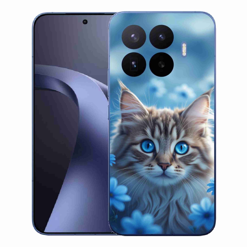 Gelový kryt mmCase na Xiaomi 17T Pro - koťátko v modrých květech