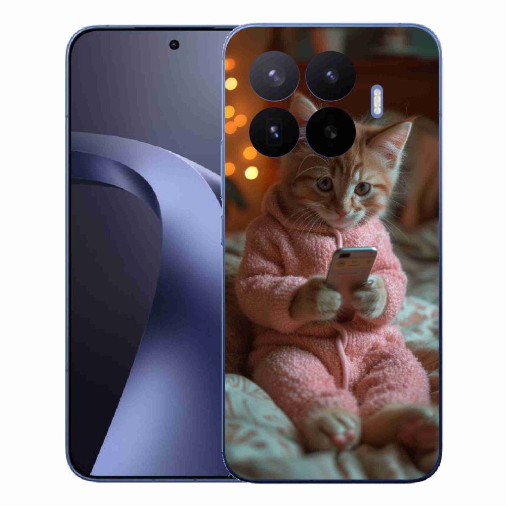 Gelový kryt mmCase na Xiaomi 17T Pro - kotě s mobilem