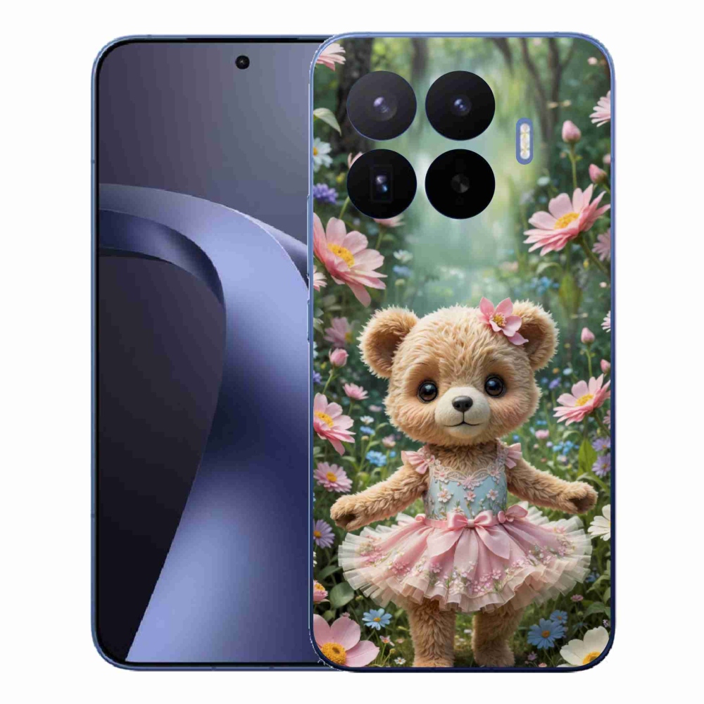 Gelový kryt mmCase na Xiaomi 17T Pro - roztomilý medvídek v květinách