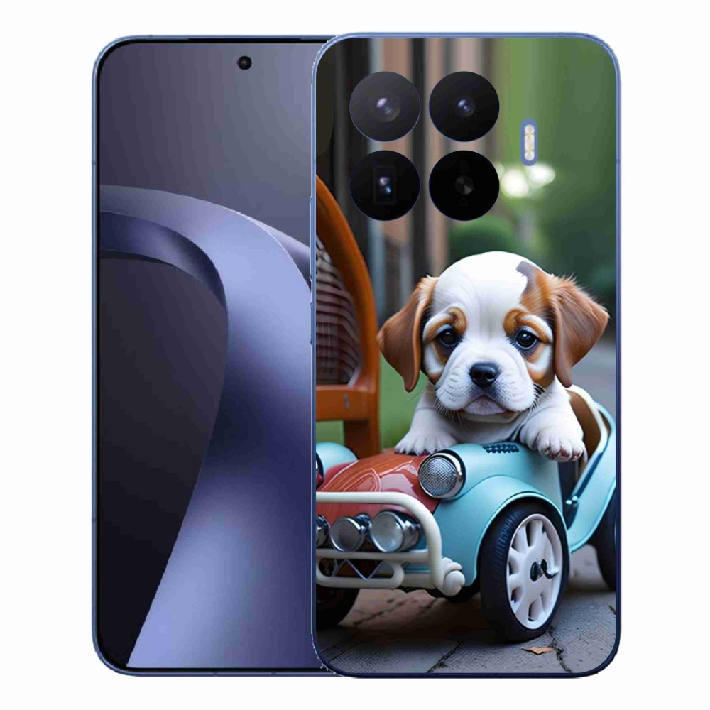Gelový kryt mmCase na Xiaomi 17T Pro - štěně v retro autě