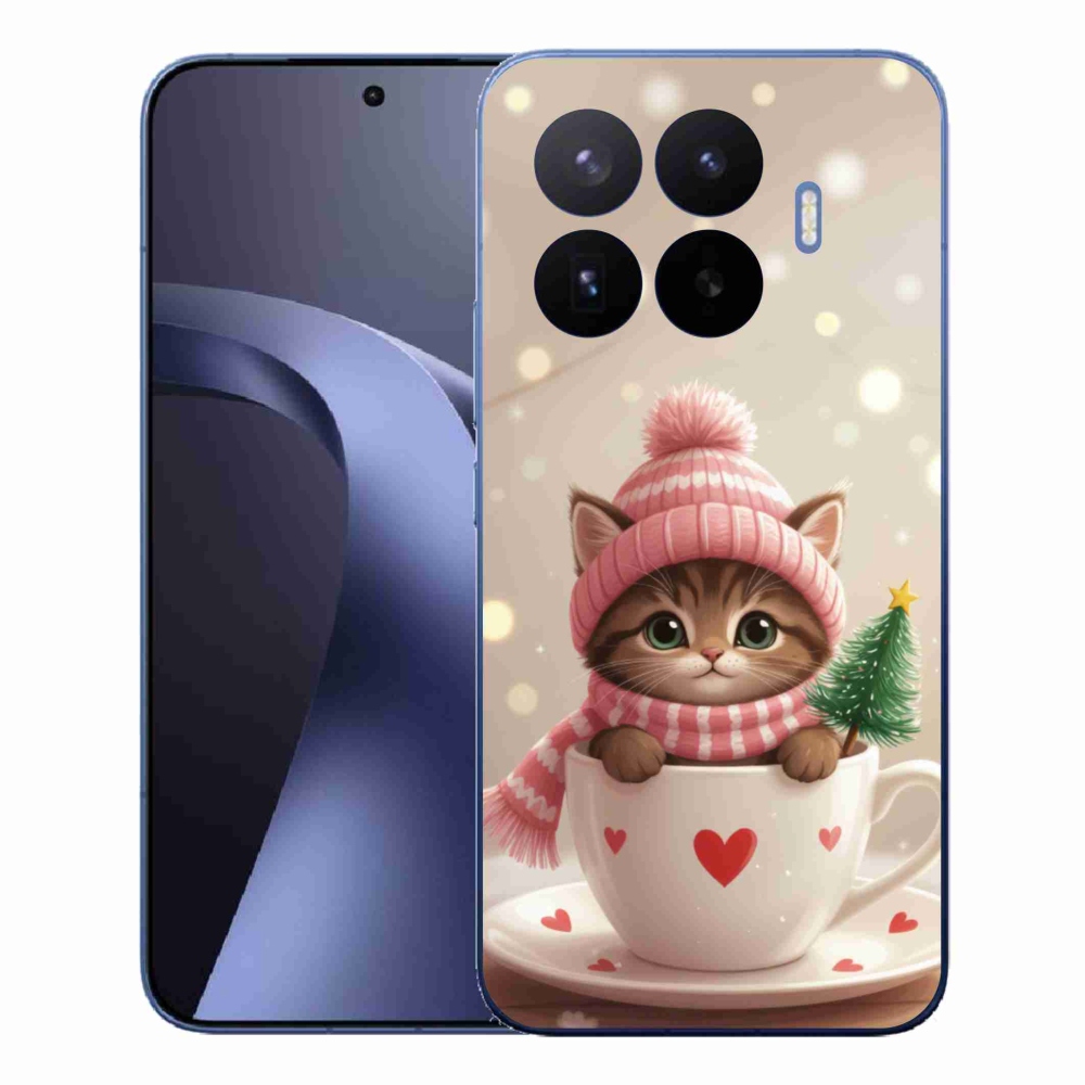 Gelový kryt mmCase na Xiaomi 17T Pro - vánoční kotě v hrnku