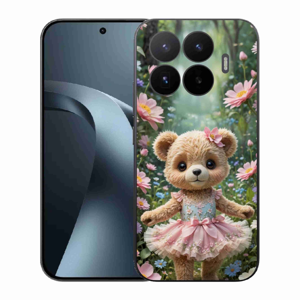 Gelový kryt mmCase na Xiaomi 17T - roztomilý medvídek v květinách