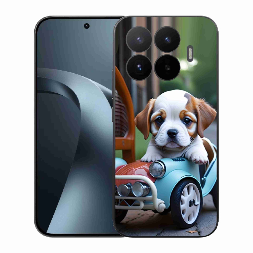 Gelový kryt mmCase na Xiaomi 17T - štěně v retro autě
