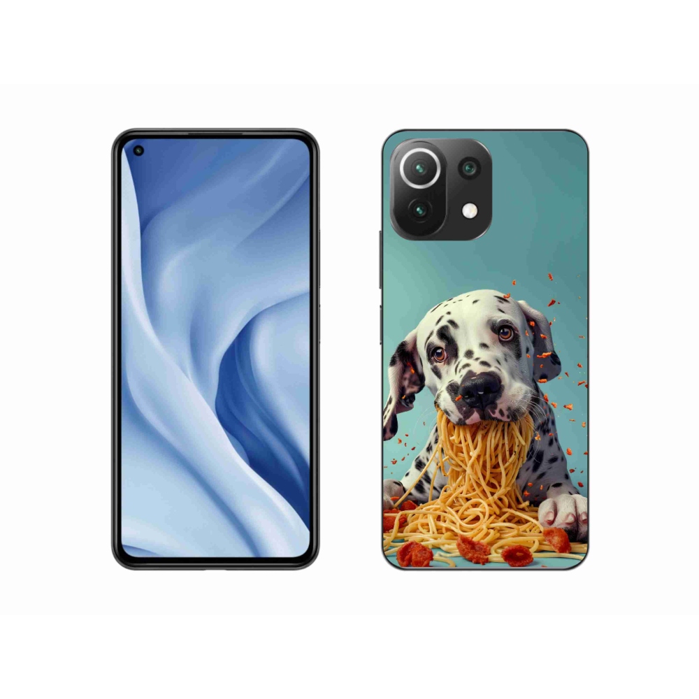 Gelový kryt mmCase na Xiaomi Mi 11 Lite /5G - dalmatin a špagety
