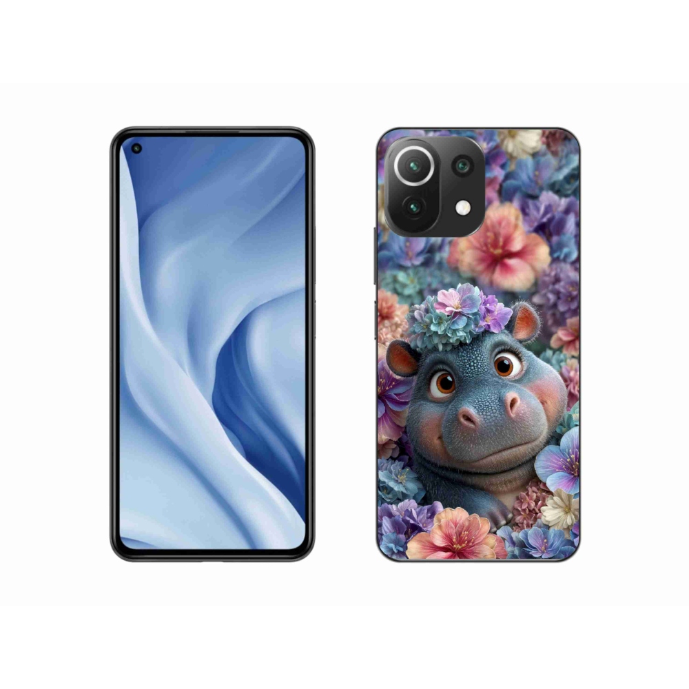 Gelový kryt mmCase na Xiaomi Mi 11 Lite /5G - hrošík v květinách
