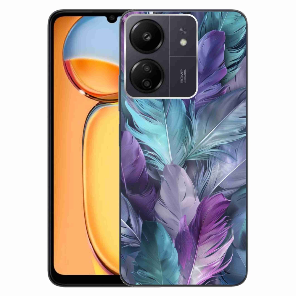 Gelový kryt mmCase na Xiaomi Poco C65/Redmi 13C - barevné peří 2