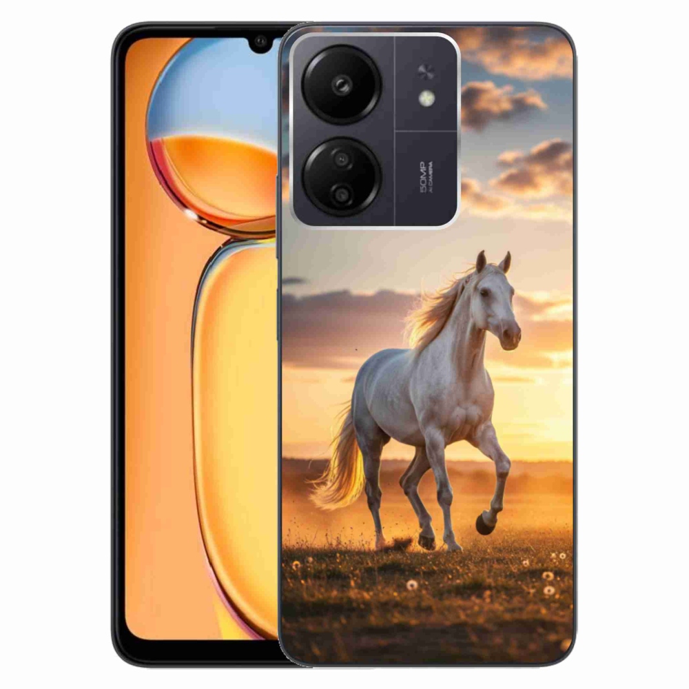 Gelový kryt mmCase na Xiaomi Poco C65/Redmi 13C - běžící bílý kůň 2