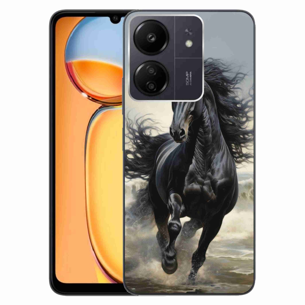 Gelový kryt mmCase na Xiaomi Poco C65/Redmi 13C - běžící černý kůň