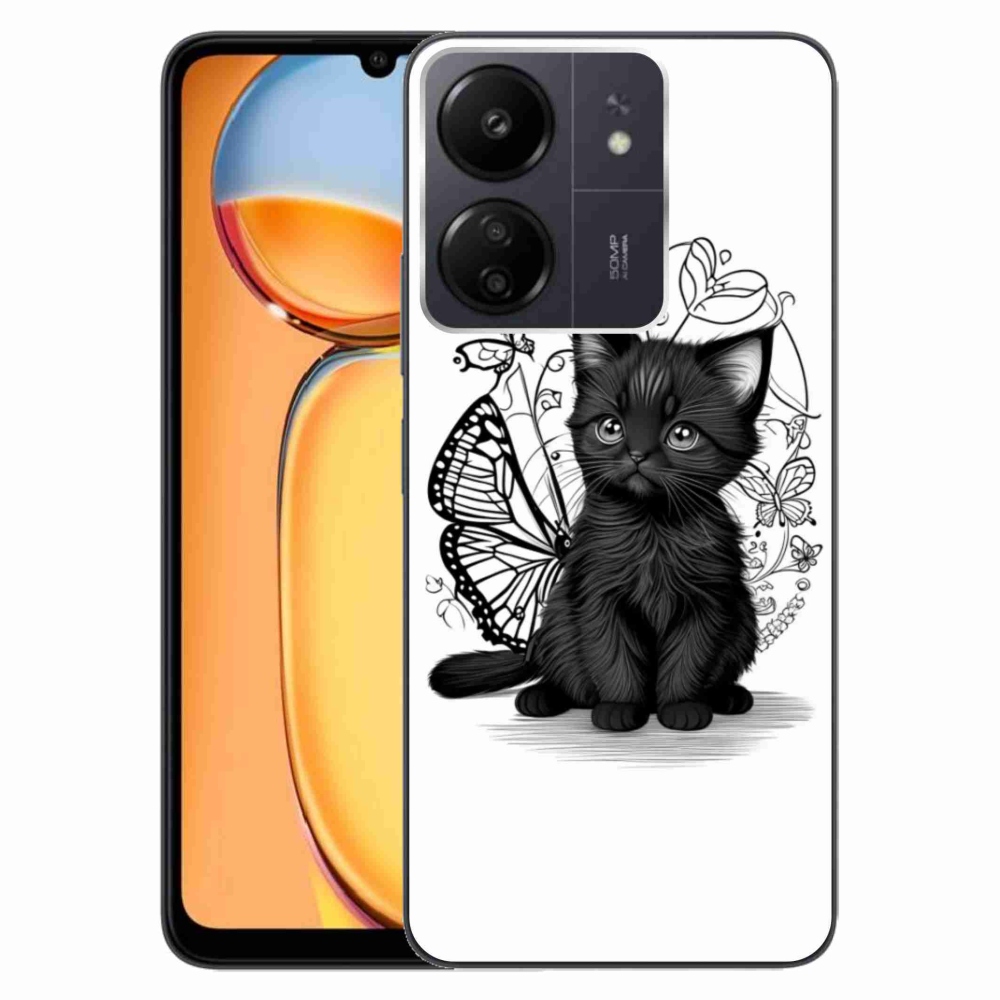Gelový kryt mmCase na Xiaomi Poco C65/Redmi 13C - černé kotě