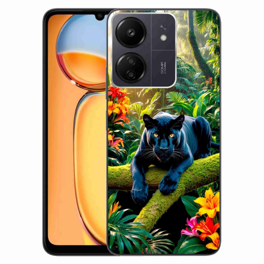 Gelový kryt mmCase na Xiaomi Poco C65/Redmi 13C - černý panter v džungli