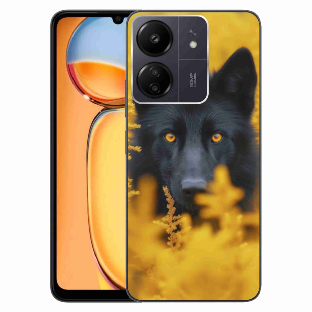 Gelový kryt mmCase na Xiaomi Poco C65/Redmi 13C - černý vlk 2