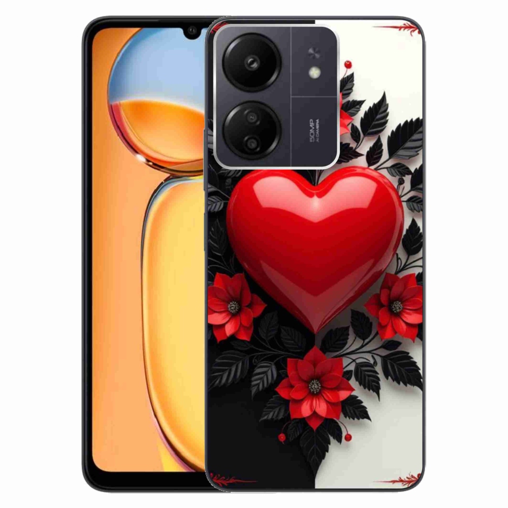 Gelový kryt mmCase na Xiaomi Poco C65/Redmi 13C - červené srdce