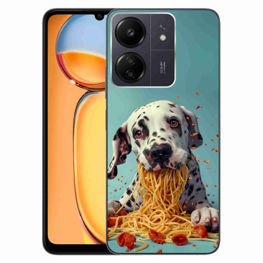 Gelový kryt mmCase na Xiaomi Poco C65/Redmi 13C - dalmatin a špagety