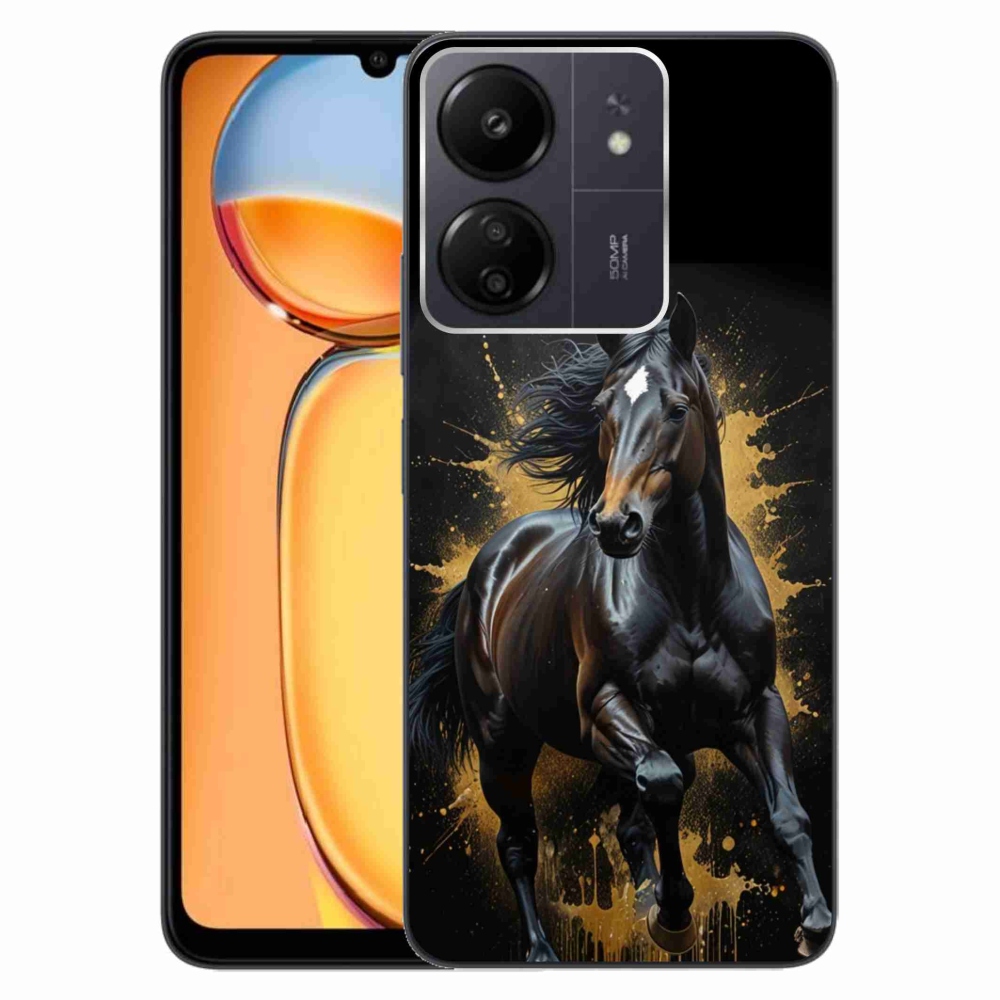 Gelový kryt mmCase na Xiaomi Poco C65/Redmi 13C - elegantní černý hřebec