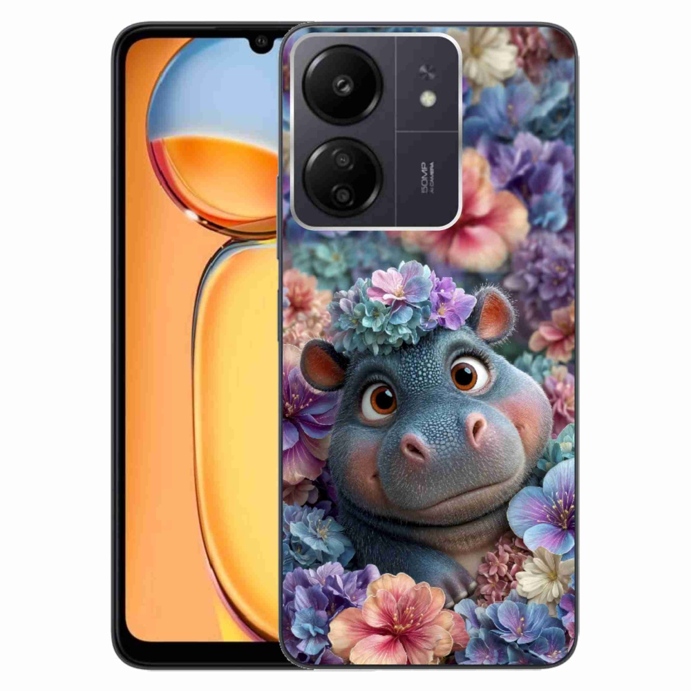 Gelový kryt mmCase na Xiaomi Poco C65/Redmi 13C - hrošík v květinách