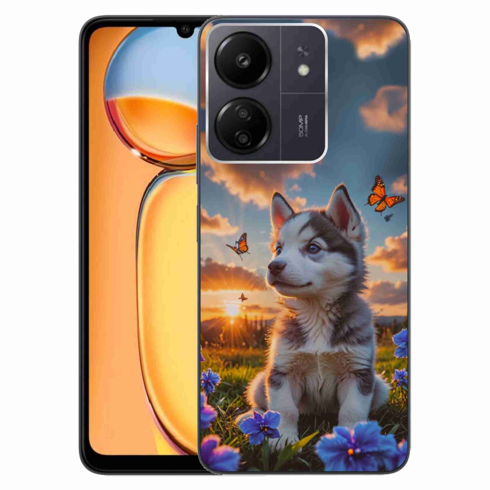 Gelový kryt mmCase na Xiaomi Poco C65/Redmi 13C - husky při západu slunce