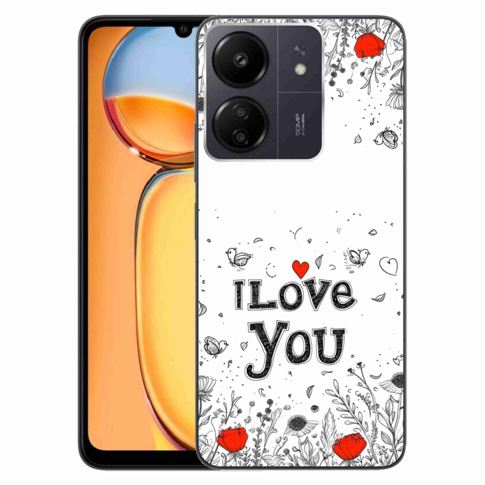 Gelový kryt mmCase na Xiaomi Poco C65/Redmi 13C - I love you bílé pozadí