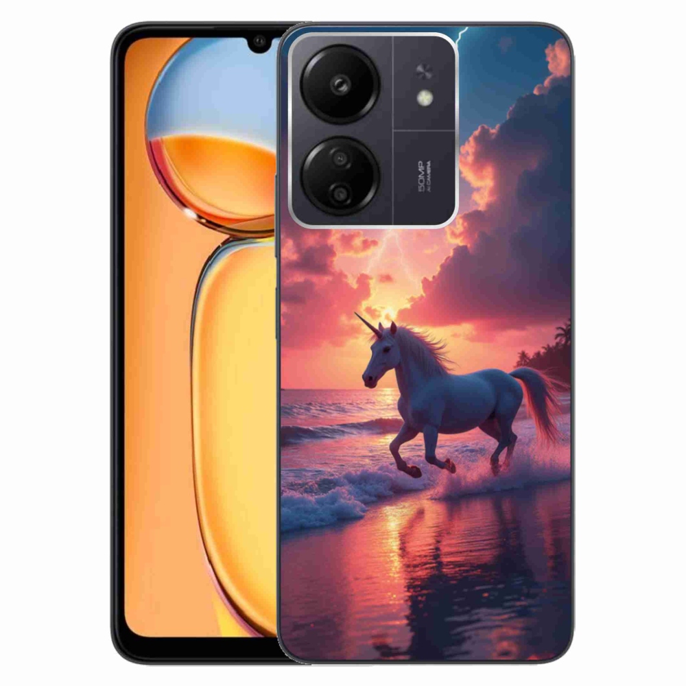 Gelový kryt mmCase na Xiaomi Poco C65/Redmi 13C - jednorožec na pláži