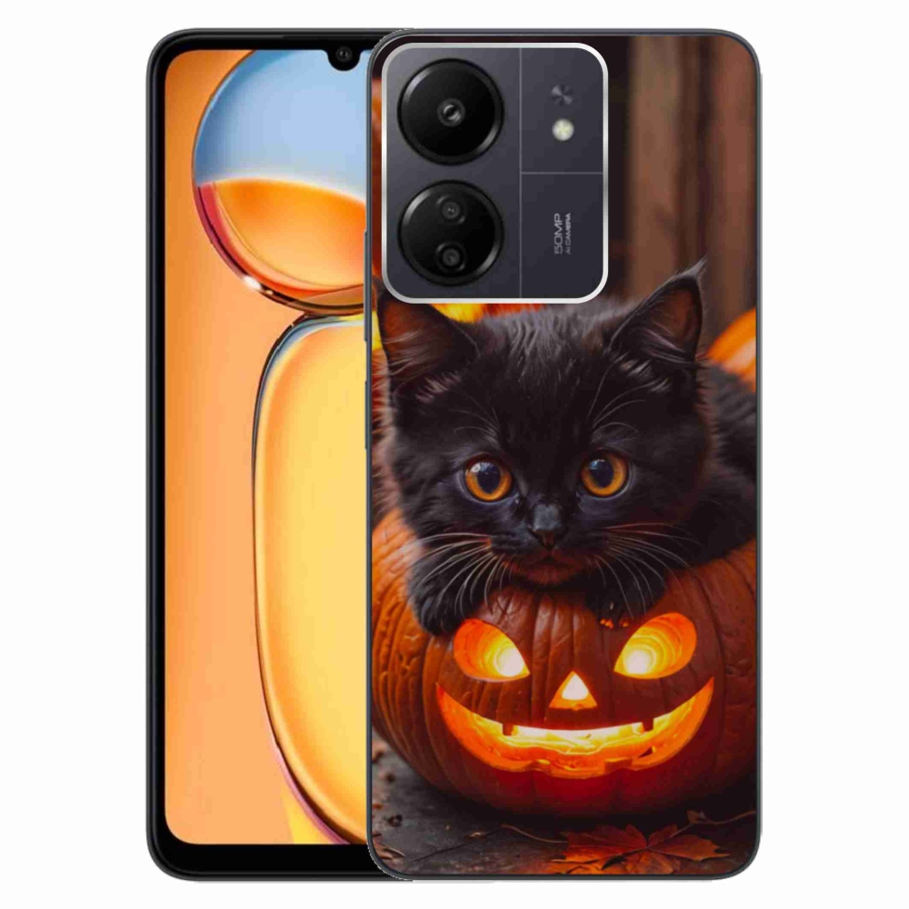 Gelový kryt mmCase na Xiaomi Poco C65/Redmi 13C - kotě a dýně