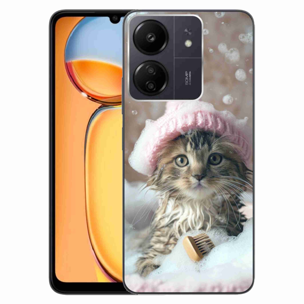 Gelový kryt mmCase na Xiaomi Poco C65/Redmi 13C - kotě a koupel