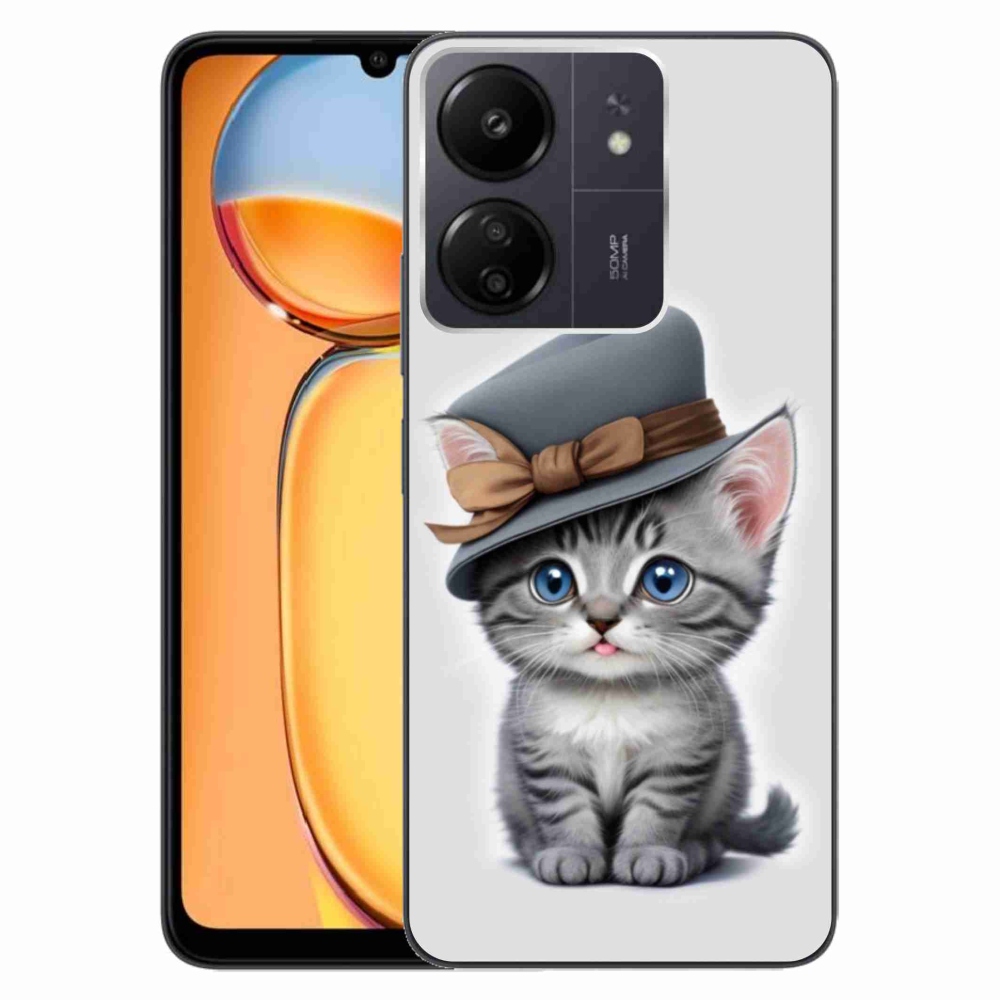 Gelový kryt mmCase na Xiaomi Poco C65/Redmi 13C - kotě s kloboukem