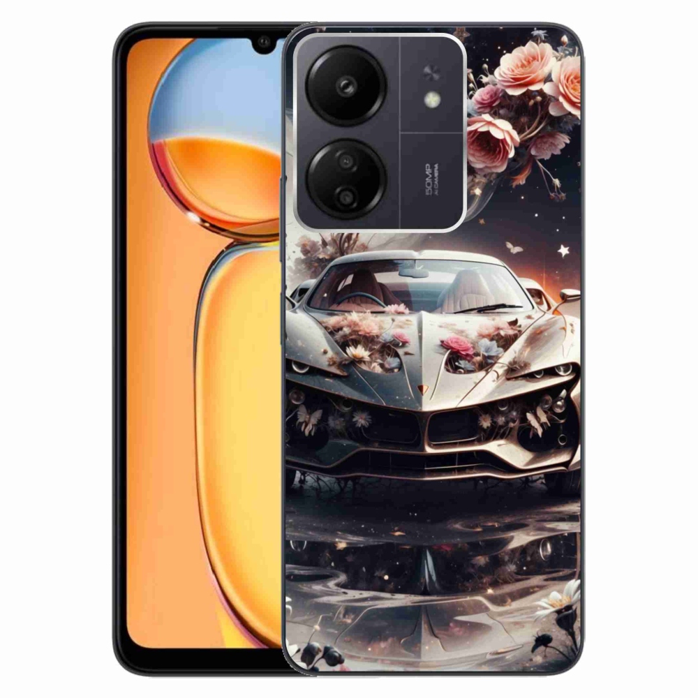 Gelový kryt mmCase na Xiaomi Poco C65/Redmi 13C - květinový sportovní vůz