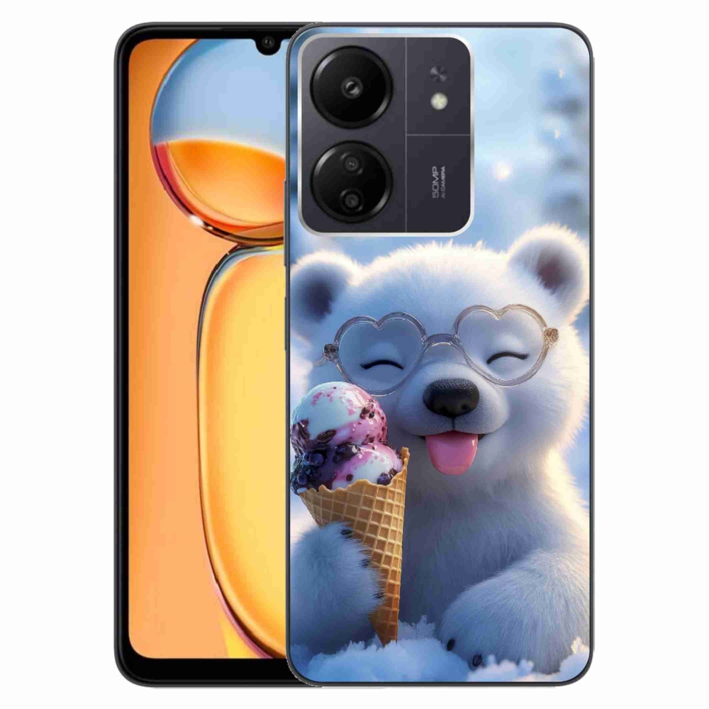 Gelový kryt mmCase na Xiaomi Poco C65/Redmi 13C - medvídek se zmrzlinou