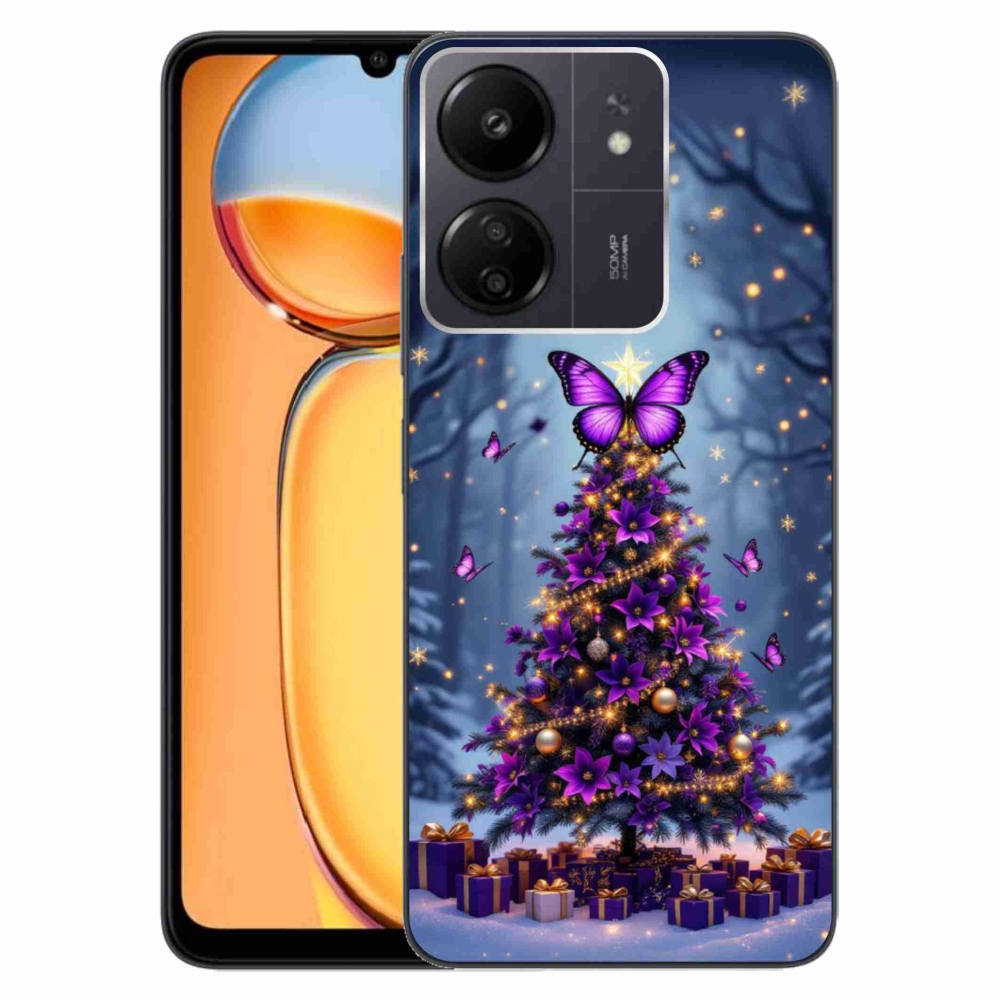 Gelový kryt mmCase na Xiaomi Poco C65/Redmi 13C - motýlí vánoční stromek