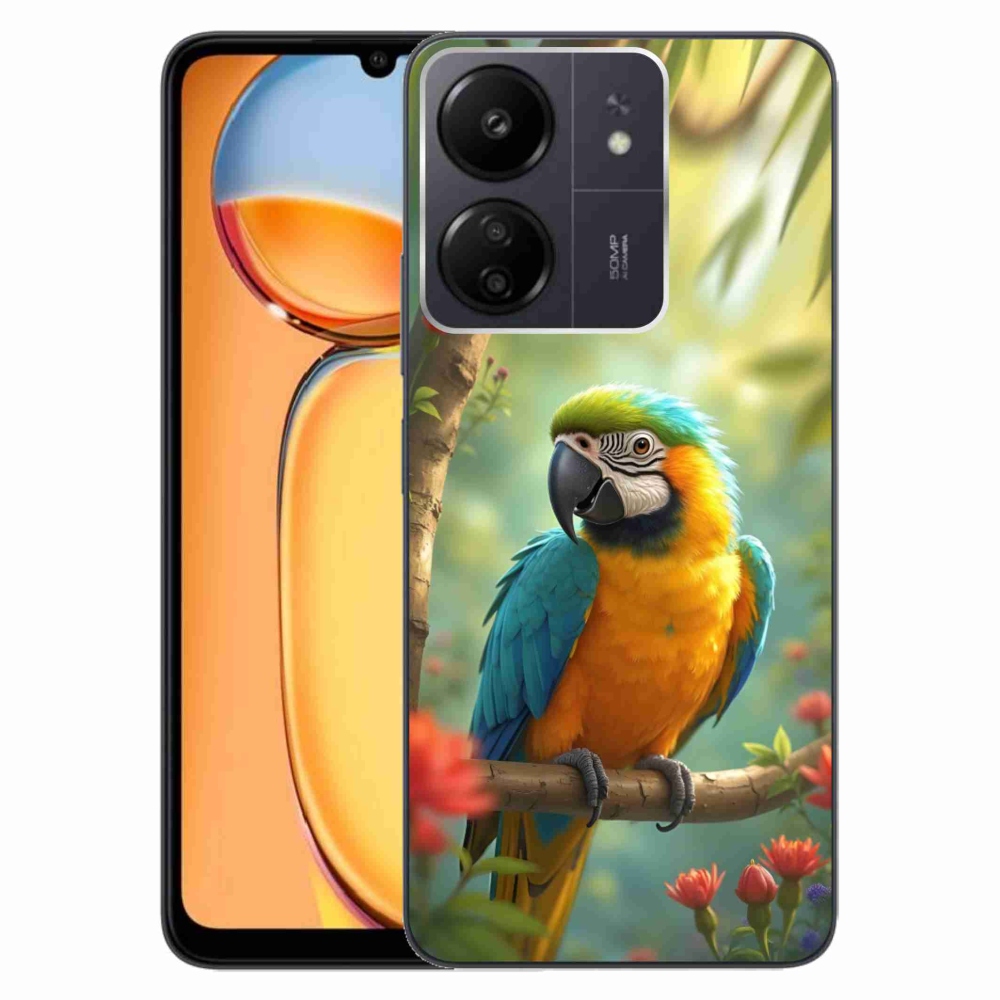 Gelový kryt mmCase na Xiaomi Poco C65/Redmi 13C - papoušek ara modrožlutá