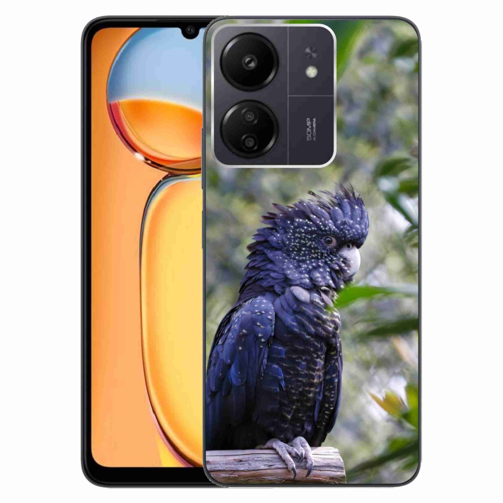 Gelový kryt mmCase na Xiaomi Poco C65/Redmi 13C - papoušek kakadu černý
