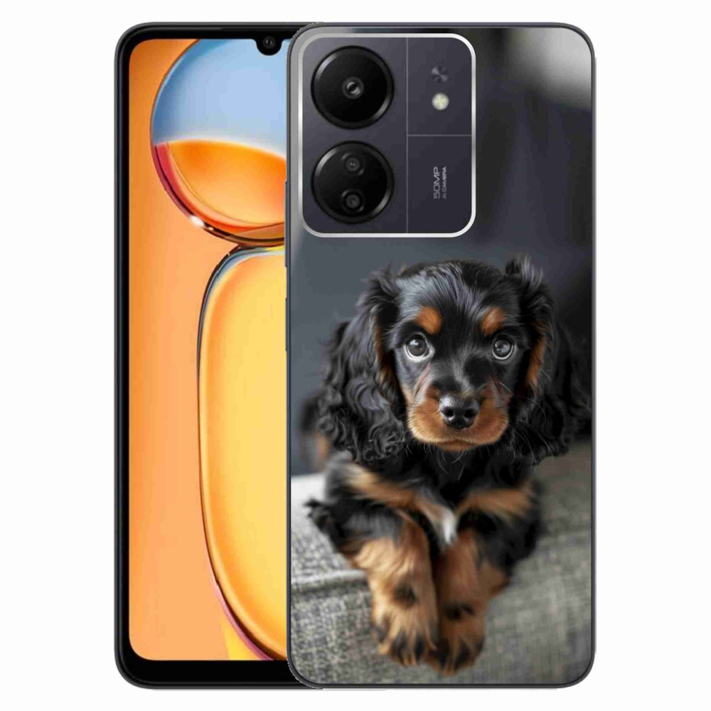 Gelový kryt mmCase na Xiaomi Poco C65/Redmi 13C - roztomilý dlouhosrstý jezevčík