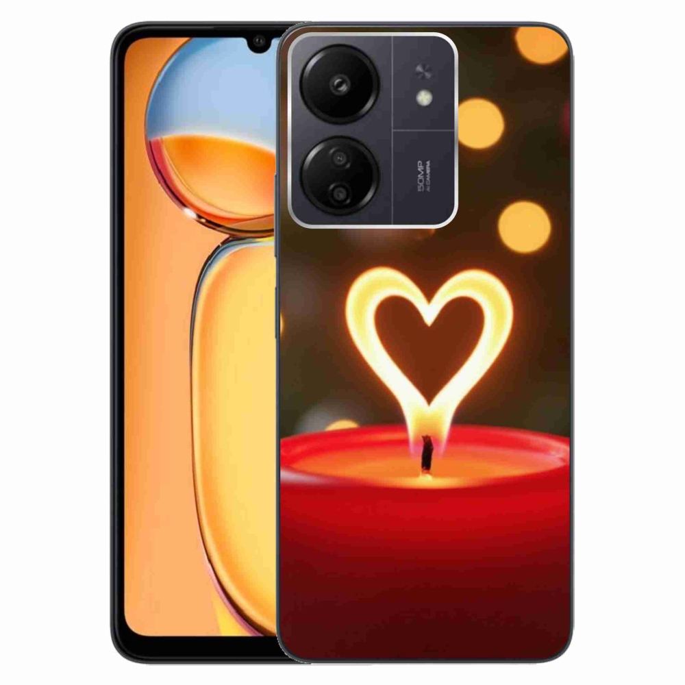 Gelový kryt mmCase na Xiaomi Poco C65/Redmi 13C - srdce z plamene