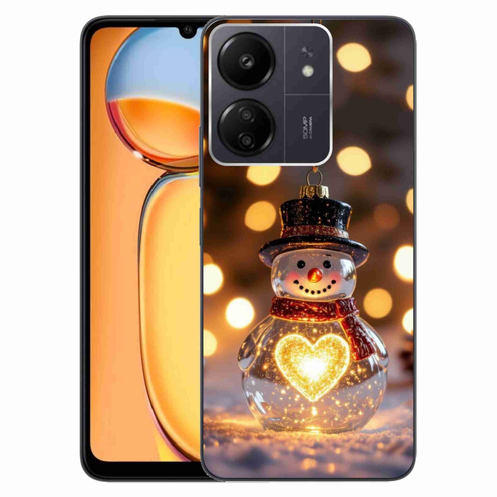 Gelový kryt mmCase na Xiaomi Poco C65/Redmi 13C - svítící vánoční sněhulák