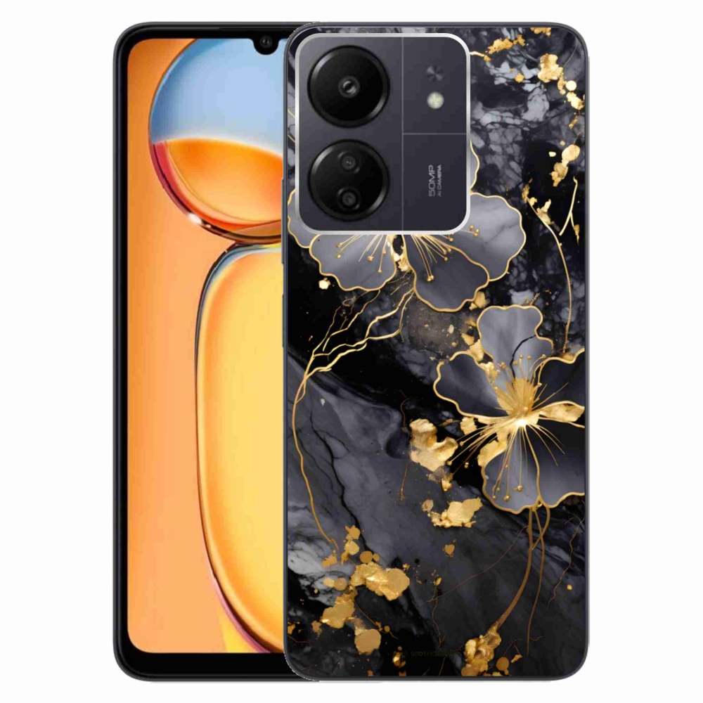 Gelový kryt mmCase na Xiaomi Poco C65/Redmi 13C - zlaté květy