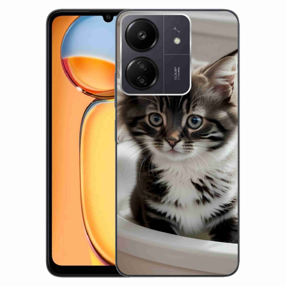 Gelový kryt mmCase na Xiaomi Poco C65/Redmi 13C - zvědavé kotě