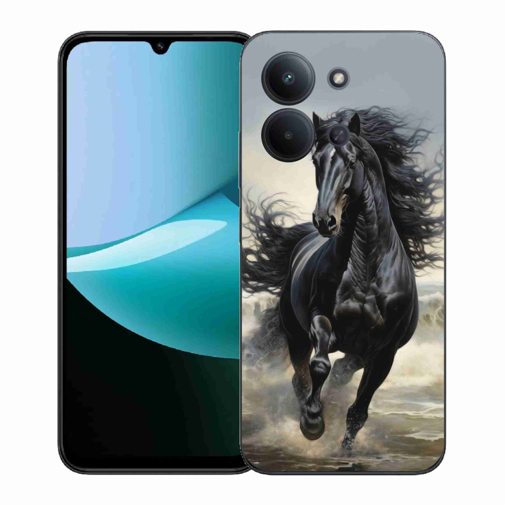 Gelový kryt mmCase na Xiaomi Poco C85 (171mm)/Redmi 15C (171mm)  - běžící černý kůň