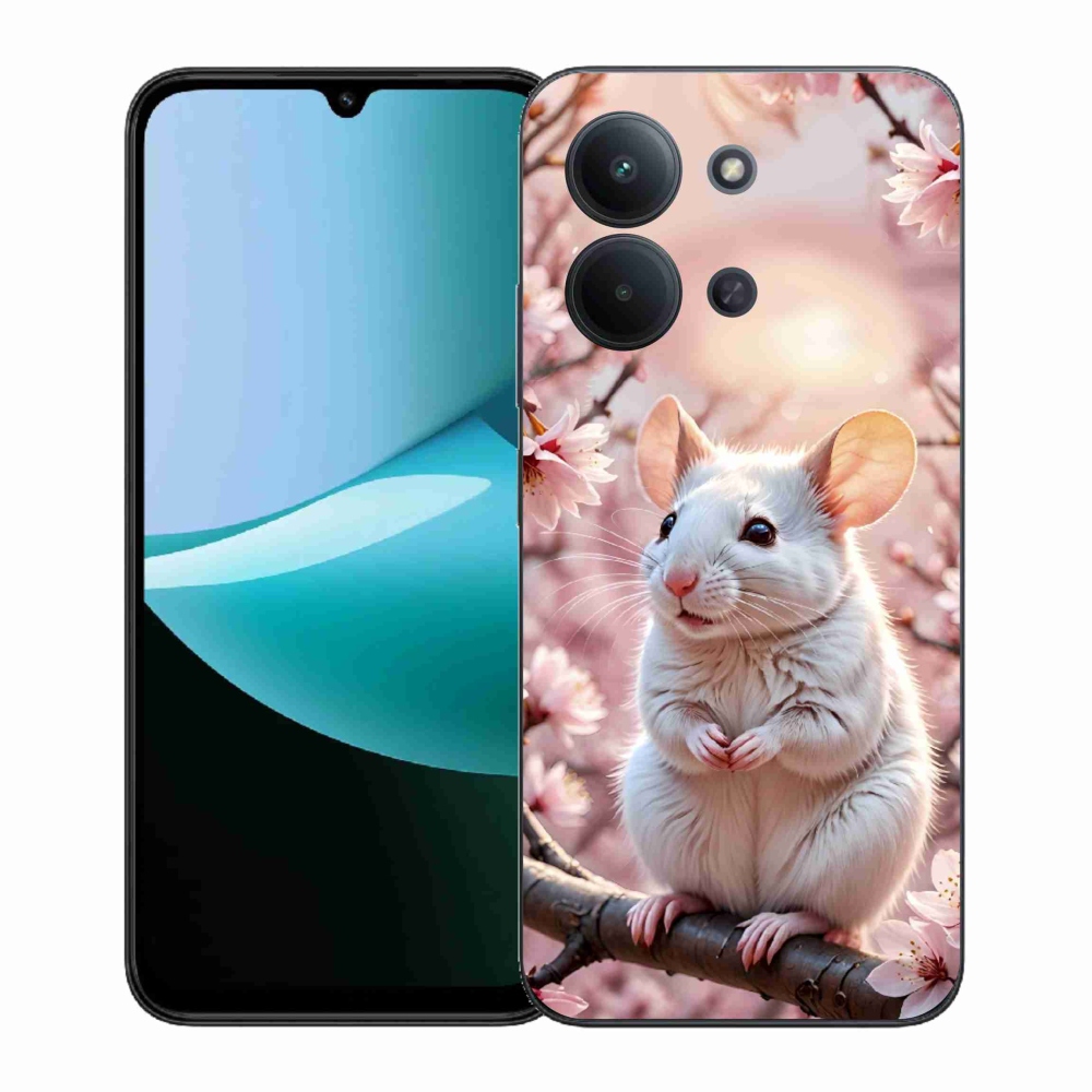 Gelový kryt mmCase na Xiaomi Poco C85 (171mm)/Redmi 15C (171mm)  - bílá myš na větvi