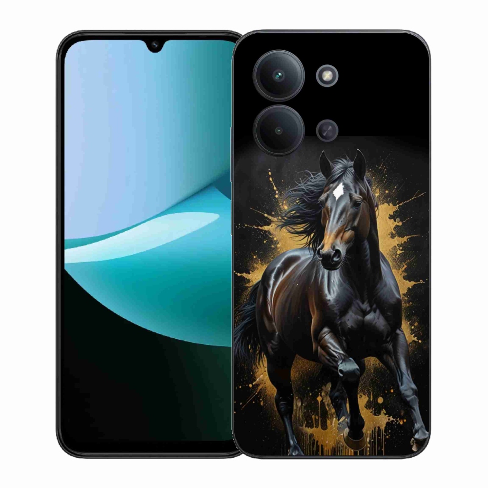 Gelový kryt mmCase na Xiaomi Poco C85 (171mm)/Redmi 15C (171mm)  - elegantní černý hřebec