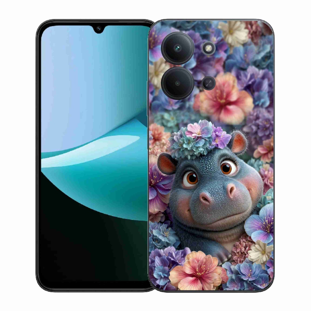 Gelový kryt mmCase na Xiaomi Poco C85 (171mm)/Redmi 15C (171mm)  - hrošík v květinách