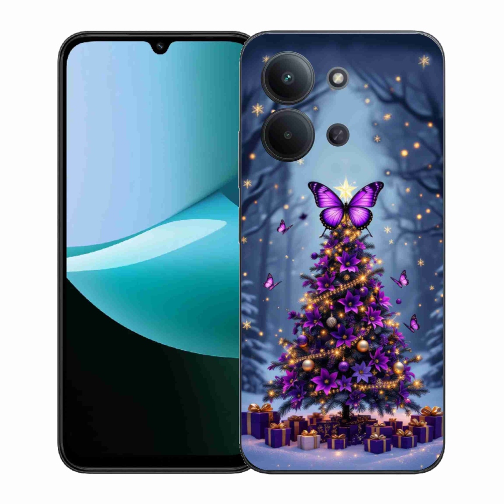 Gelový kryt mmCase na Xiaomi Poco C85 (171mm)/Redmi 15C (171mm)  - motýlí vánoční stromek