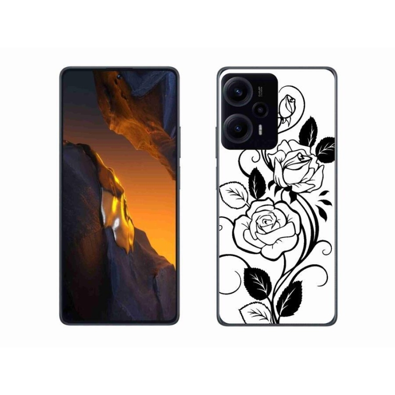 Gelový kryt mmCase na Xiaomi Poco F5 - černobílá růže