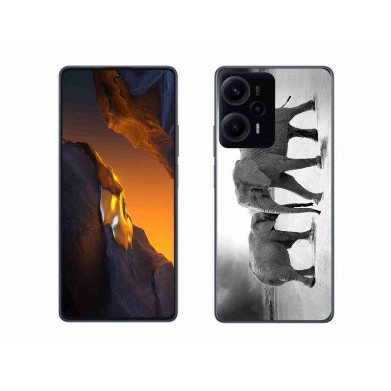 Gelový kryt mmCase na Xiaomi Poco F5 - černobílí sloni