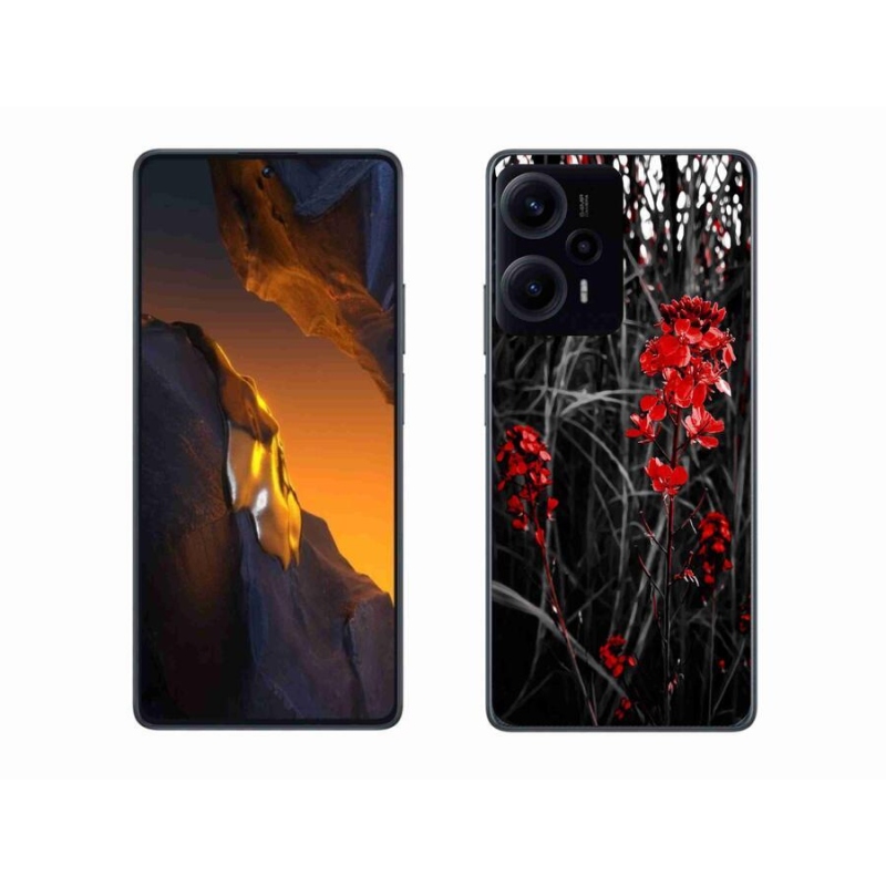 Gelový kryt mmCase na Xiaomi Poco F5 - červená rostlina