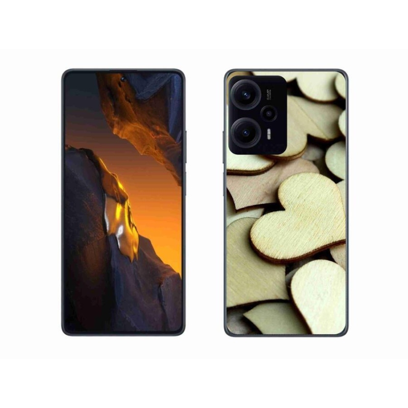 Gelový kryt mmCase na Xiaomi Poco F5 - dřevěná srdíčka