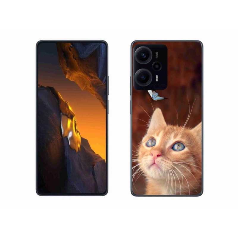 Gelový kryt mmCase na Xiaomi Poco F5 - motýl a kotě