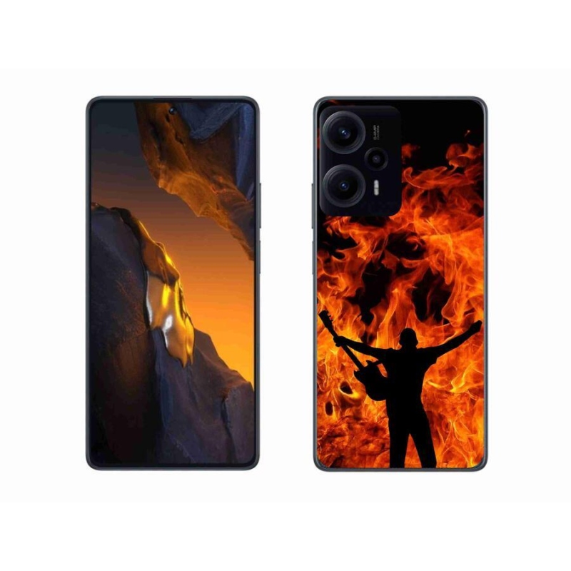 Gelový kryt mmCase na Xiaomi Poco F5 - muzikant a oheň