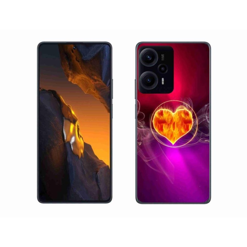 Gelový kryt mmCase na Xiaomi Poco F5 - ohnivé srdce