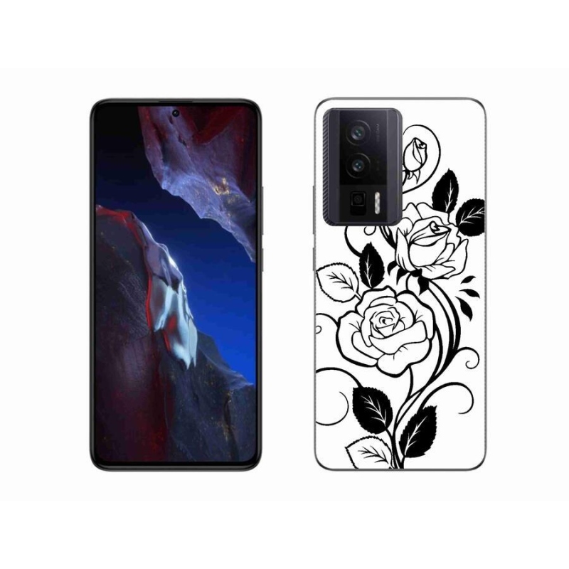 Gelový kryt mmCase na Xiaomi Poco F5 Pro - černobílá růže